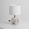 rustic carved wood animal table lamp with fabric shade