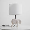 rustic carved wood animal table lamp with fabric shade