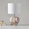 rustic carved wood animal table lamp with fabric shade