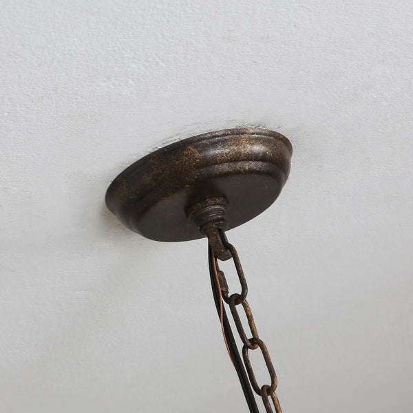 rustic distressed wood iron 8 light candle pendant lamp