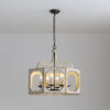 rustic distressed wood iron 8 light candle pendant lamp