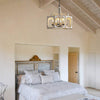 rustic distressed wood iron 8 light candle pendant lamp