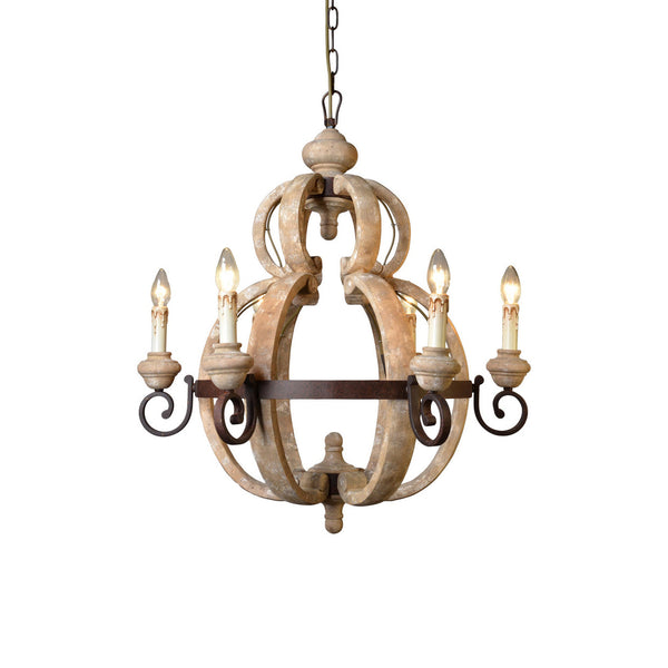 rustic old white wood cage chandelier