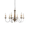 rustic old wood hand carved iron 6 light chandelier