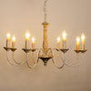 rustic old wood hand carved iron 6 light chandelier