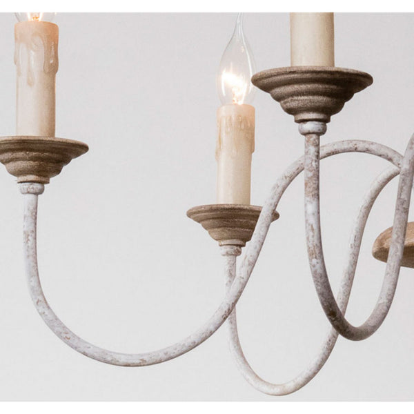 rustic old wood hand carved iron 6 light chandelier
