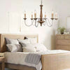 rustic old wood hand carved iron 6 light chandelier