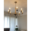 rustic old wood hand carved iron 6 light chandelier