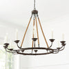 rustic rust iron hemp rope candle chandelier