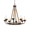 rustic rust iron hemp rope candle chandelier