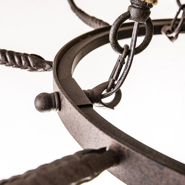 rustic rust iron hemp rope candle chandelier