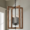 rustic wood black lantern pendant lamp