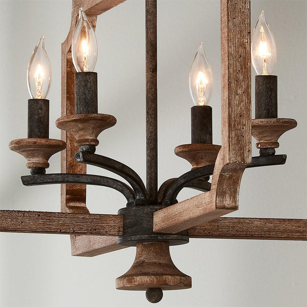 rustic wood black lantern pendant lamp