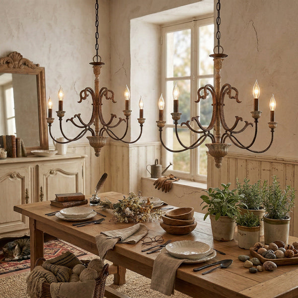 rustic wood iron gilded rust chandelier