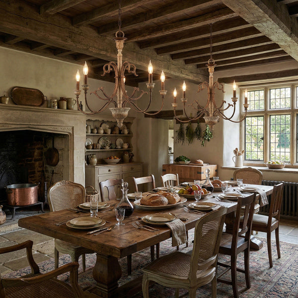 rustic wood iron gilded rust chandelier