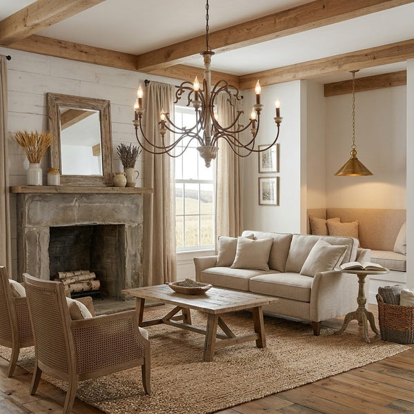 rustic wood iron gilded rust chandelier