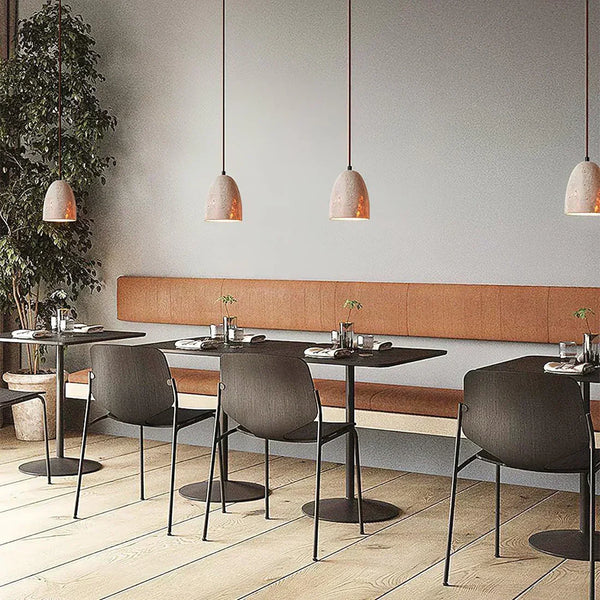 scandinavian beige travertine bell pendant lamp