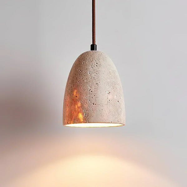 scandinavian beige travertine bell pendant lamp