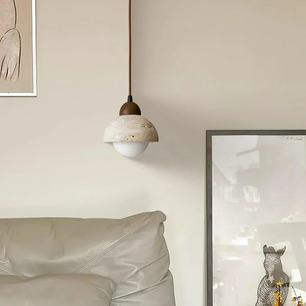 scandinavian beige travertine glass semicircle pendant light