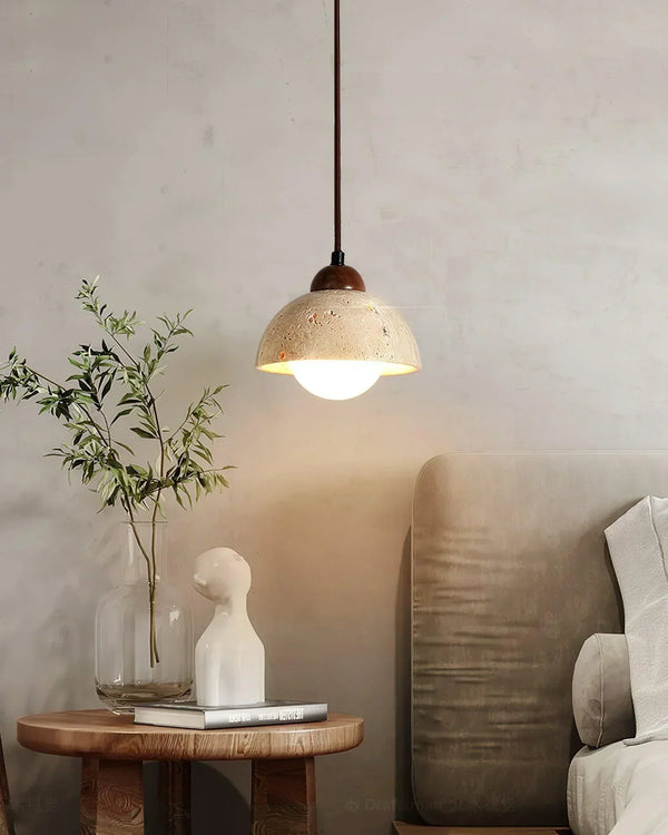scandinavian beige travertine glass semicircle pendant light
