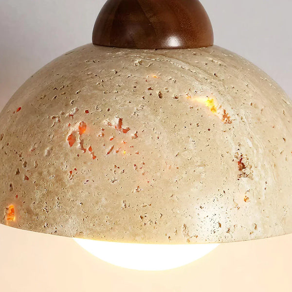 scandinavian beige travertine glass semicircle pendant light