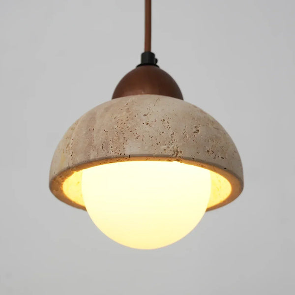 scandinavian beige travertine glass semicircle pendant light