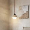 scandinavian beige travertine glass semicircle pendant light