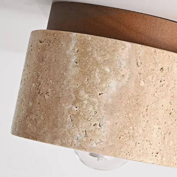 scandinavian beige travertine wood cylinder ceiling light