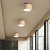 scandinavian beige travertine wood cylinder ceiling light