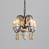 scandinavian black iron wood candle chandelier