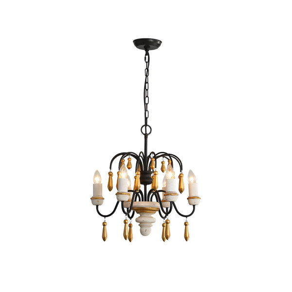 scandinavian black iron wood candle chandelier