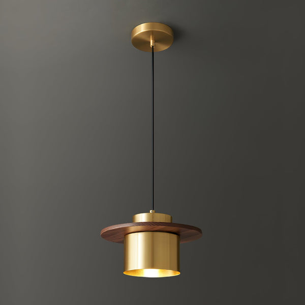 scandinavian brass walnut dome pendant light
