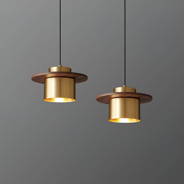 scandinavian brass walnut dome pendant light