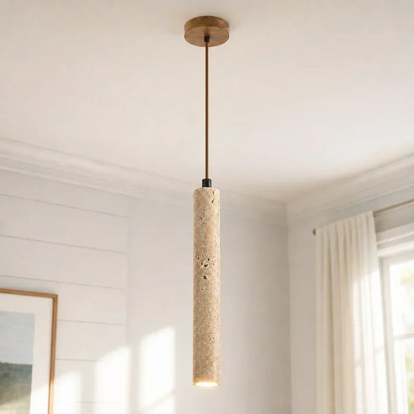 scandinavian natural travertine mini cylinder pendant light