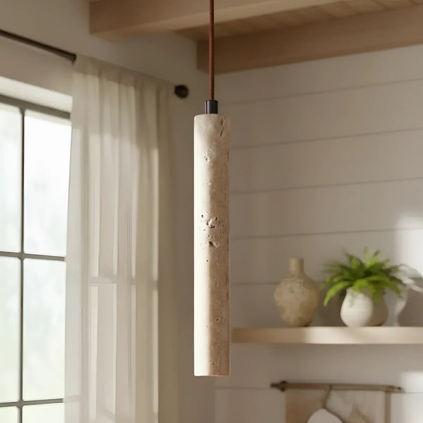 scandinavian natural travertine mini cylinder pendant light