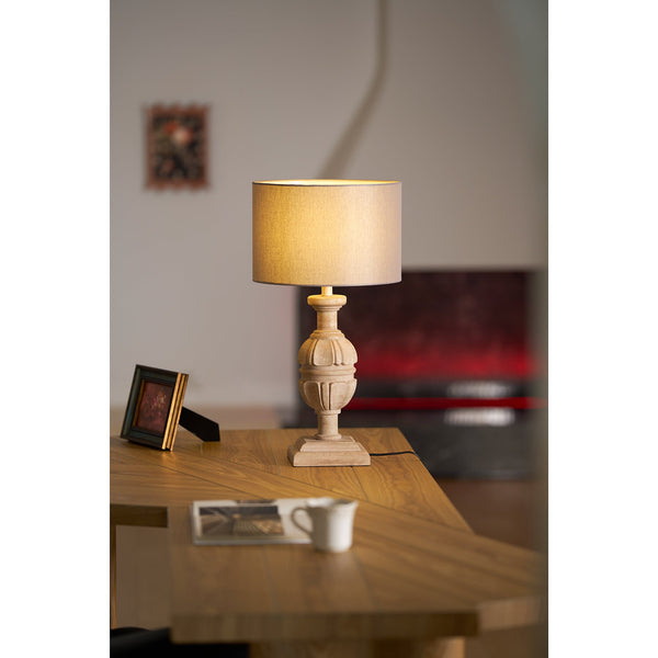scandinavian old wood fabric table lamp