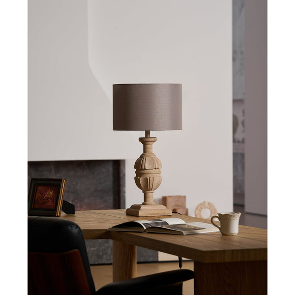 scandinavian old wood fabric table lamp