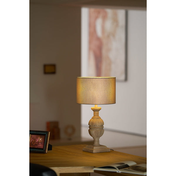 scandinavian old wood fabric table lamp