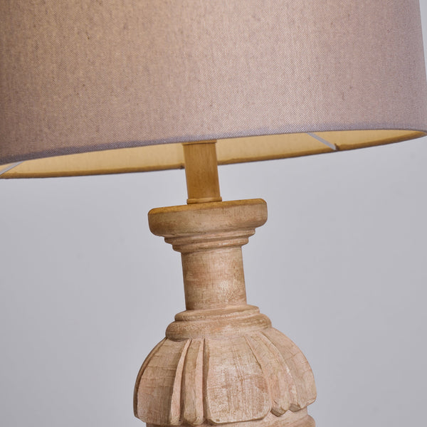 scandinavian old wood fabric table lamp