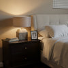 scandinavian old wood fabric table lamp