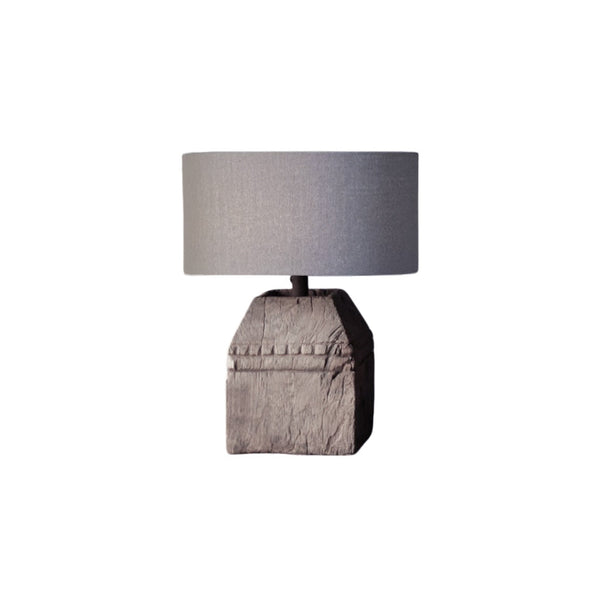 scandinavian old wood fabric table lamp