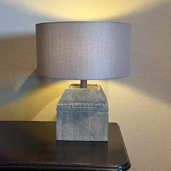 scandinavian old wood fabric table lamp