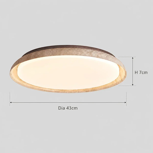 scandinavian travertine wood round flush mount ceiling light