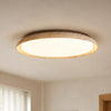 scandinavian travertine wood round flush mount ceiling light