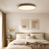 scandinavian travertine wood round flush mount ceiling light