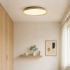 scandinavian travertine wood round flush mount ceiling light