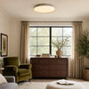 scandinavian travertine wood round flush mount ceiling light