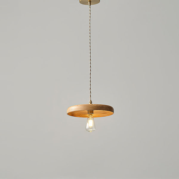 scandinavian walnut ash wood brass pendant light