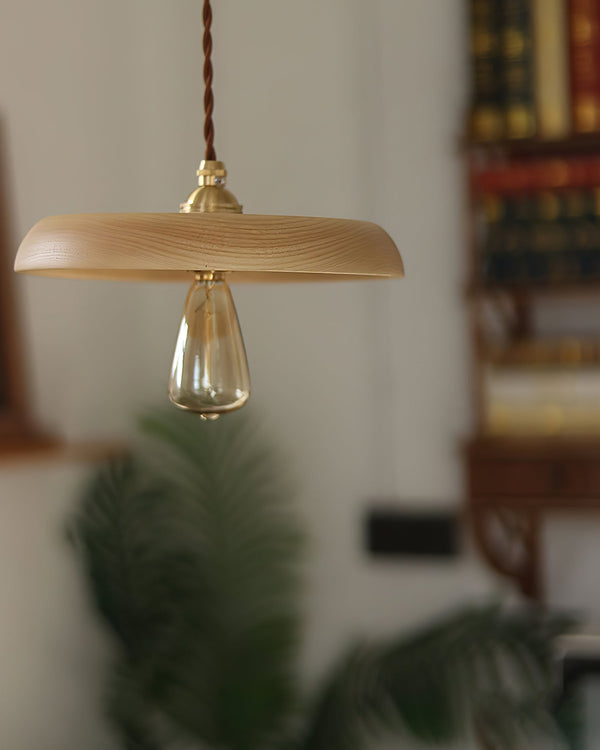 scandinavian walnut ash wood brass pendant light