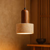 scandinavian walnut travertine round pendant light